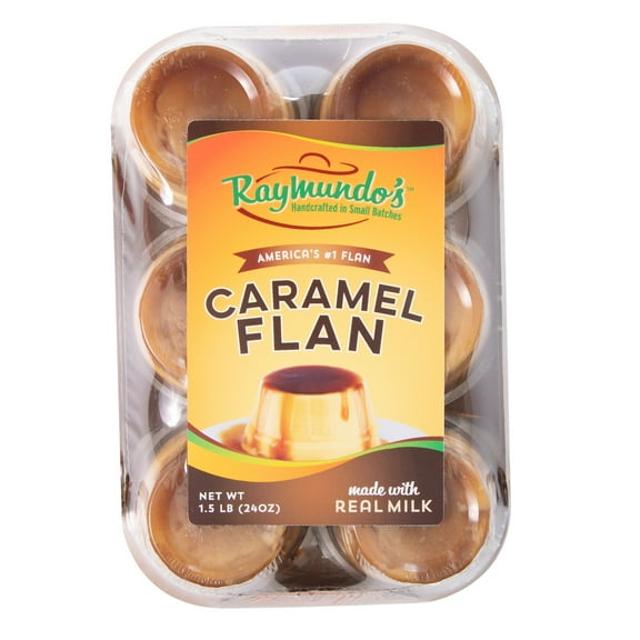 Raymundo's Caramel Flan Dessert Refrigerated Snack Cups, 4 oz, 6 Pack