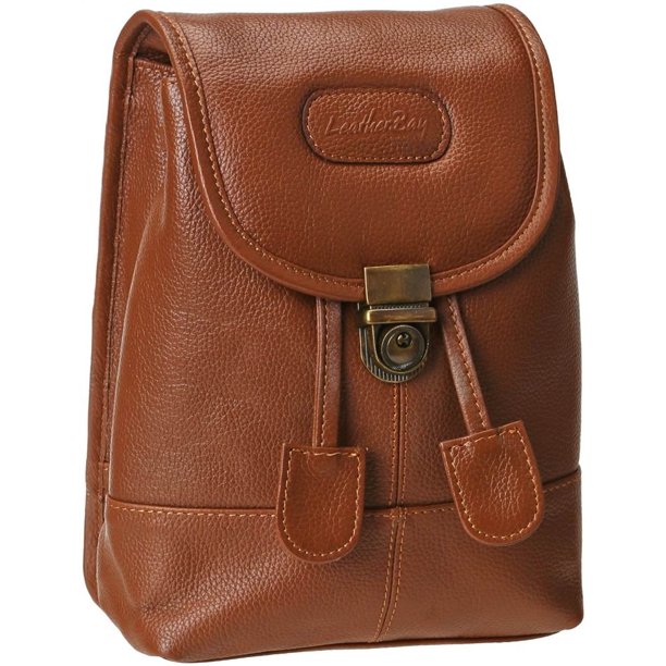 Black Leather Mini Backpack