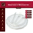 thumbnail image 2 of White and Silver Plastic Plates & Cutlery Set, 100 Piece Elegant Disposable Dinnerware & Silverware Set| Service for 20|Includes 20 Dinner & Salad Plates, 20 Forks, Spoons, Knives - Posh Setting, 2 of 6