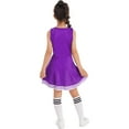 thumbnail image 3 of DPOIS Kids Girls Cheerleading Uniform Costume Cosplay Dance Fancy Dress Purple 5-6, 3 of 6