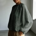 thumbnail image 5 of Women's Summer Short Sleeve Pullover Tops Shirts Blouses Round Neck Loose Fit Wrinkled Texture Solid Color Soft Casual Daily Wear Work Office Vacation Outfits Fashion Essential Gift for Women, 5 of 9