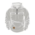 thumbnail image 3 of UVEASISHA Velvet Hoodies for Men Quarter Zip Hooded Sweatshirt Drawstring Long Sleeve Pullover Tops Multi Pocket Fashion Velour Hoodie White XL, 3 of 7