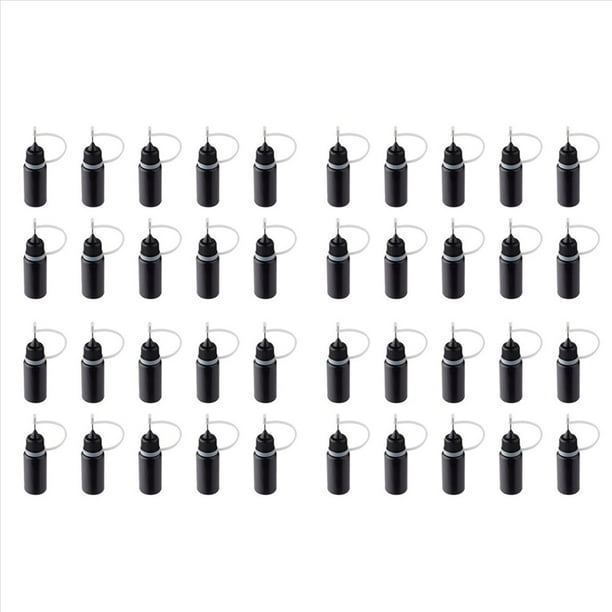 40 con Aplicador de Punta de Precisión, Botella de Plástico con Aguja de Metal Negra, 10 Ml, con Aplicador de Punta de Precisión
