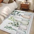 thumbnail image 4 of Green Leaf Area Rugs 4x6 ft Vase Vintage Gray Wood Striped Watercolor Plants Washable Rug Non Slip Indoor Carpet Absorbent Floor Mat for Living Room Bedroom Dining Room, 4 of 9
