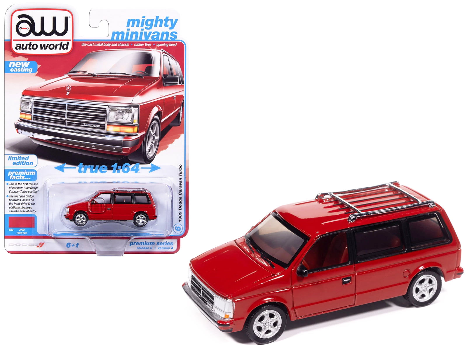 Auto World 1:64 Die Cast 1985 Dodge Caravan Crimson Red w/Black