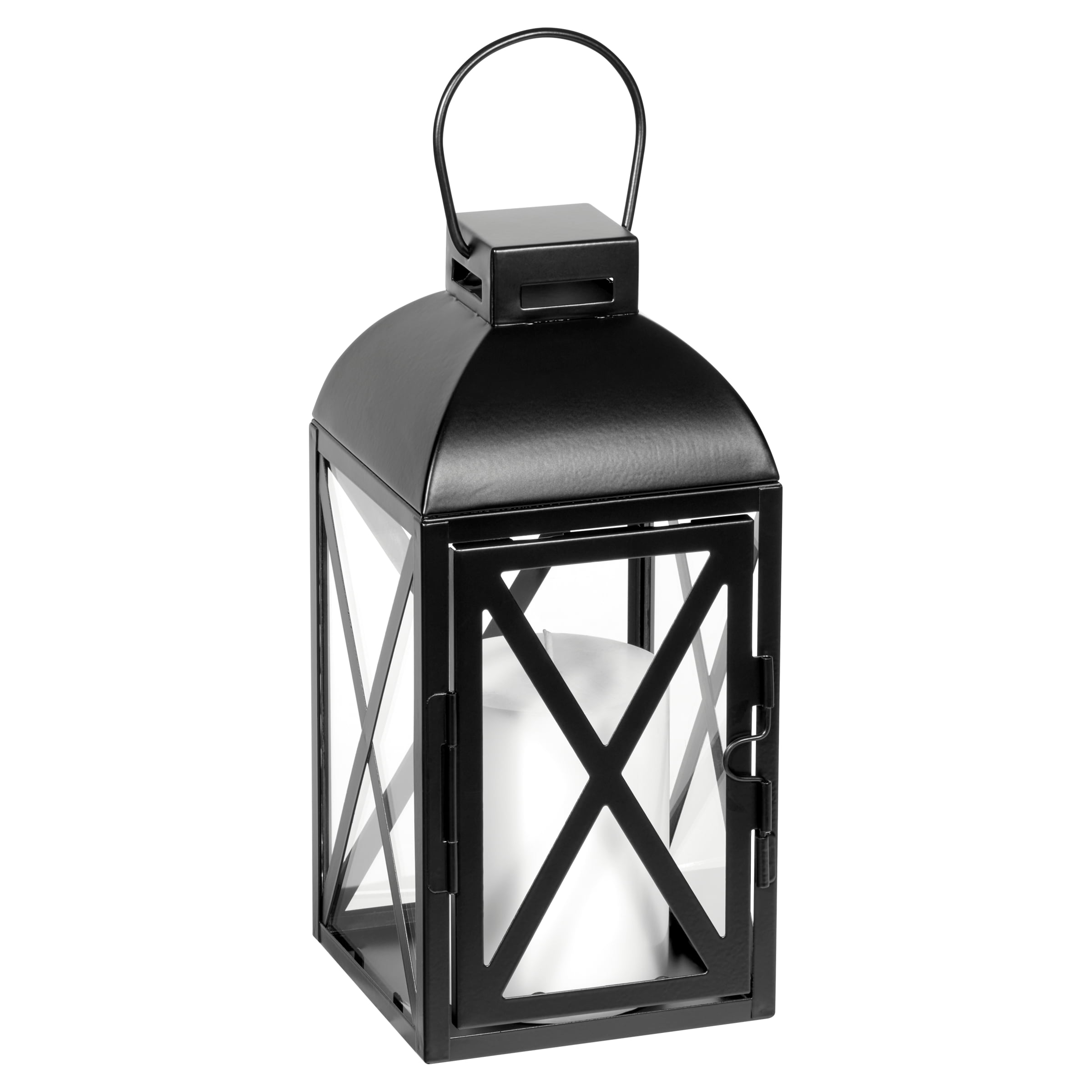 (2 pack) Mainstays Decorative Black Metal Pillar Candleholder Lantern, 10", Small