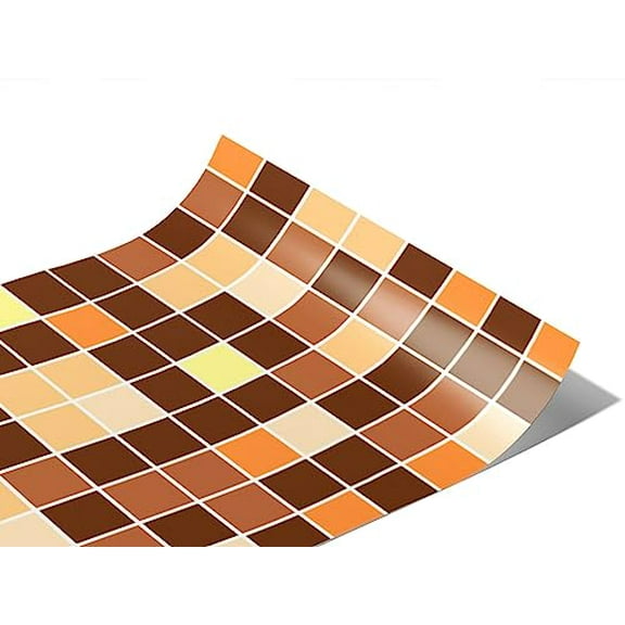 Rwraps Brown Mosaic Earth Tile Matte Vinyl Film Wrap 59in x 25ft Vinyl Vehicle Car Film Sheet Roll