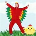 thumbnail image 5 of WhouRiu Little Boy Girl Outfits Role Play Cartoon Chicken Shaped Long Sleeve Bodysuit Holiday Party Soft Outfit Set Red,Sized 7-8, 5 of 6