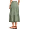 thumbnail image 3 of INSPIRE CHIC Summer Maxi Skirt for Women's Elastic High Waist Tiered A-Line Casual Beach Long Skirts XS Gray Green, 3 of 6