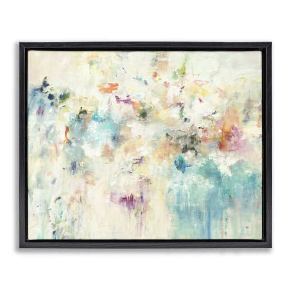 Stupell Industries Contemporary Contemporary Abstract Composition Black Floating Frame Canvas Art, 31 x 25, by Lisa Ridgers
