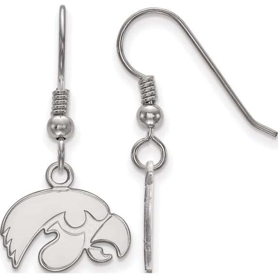 Sterling Silver Rh-Plated Logoart University Of Iowa Xs Dangle Earrings (29 X 14) Made In United States ss006uia
