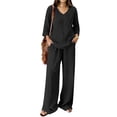 thumbnail image 4 of Lounge Sets for Women Women's 2 Piece Linen Sets Summer Two Piece Outfits 3/4 Sleeve Tops Casual Dress Lounge Capris Pants Set Travel Outfits QURATI L, 4 of 4