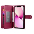thumbnail image 4 of Allytechgroup Wallet Case for Apple iPhone 13, 9 Cards Holder + Zipper Pocket + Hand Wrist Shockproof Stand Flip Cover RFID Blocking Phone Case for Women Men, Red, 4 of 7