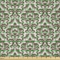 thumbnail image 2 of Ambesonne Damask Fabric by the Yard Microfiber, Antique Victorian Floral, 1 Yard, Army Green Cream, 2 of 2