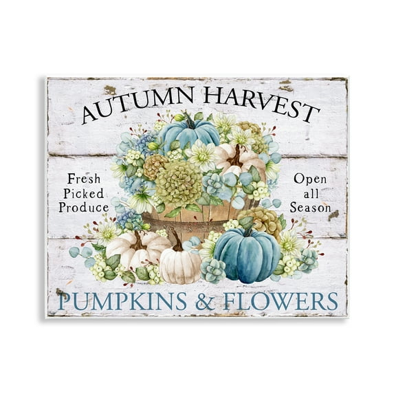 Stupell Industries Pumpkins & Flowers Harvest Holiday Painting Unframed Art Prints Wall Art, 14 x 11