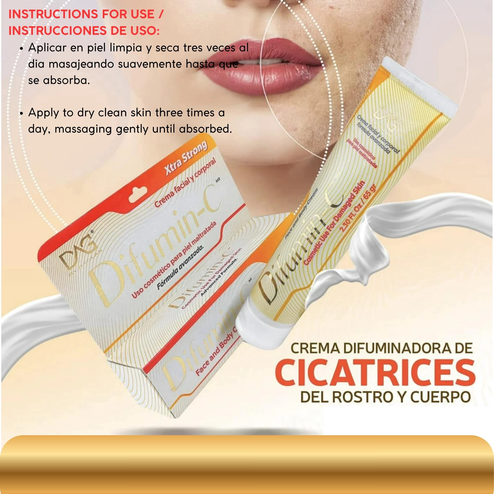 Difumin-C Face and Body Cream, Vitamin C Skin Care Cream, Lightweight Moisturizing Cream for Daily Use, All Skin Types, 2.30 fl oz / 65 g