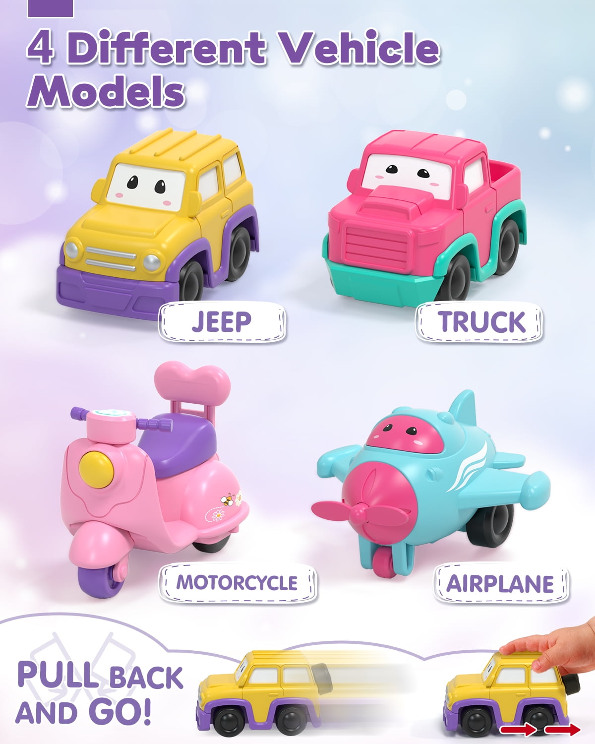 Toddler Girl Toys, 5-in-1 Toy Cars for Girls with Lights & Music, 2 Year Old Girl Toys, Unicorn Toys, Car Carrier Truck Toy, Toys for 1 2 3 Year Old Girls