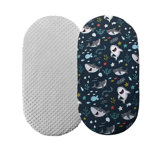 Xuewenshw 2PCS Baby Mose Sheet Bassinet Sheet Cradle Sheet Adapts To Rectangle Oval Pram Bassinet Pads Minky Dot Cartoon Fitted Sheet Set Baby Turban