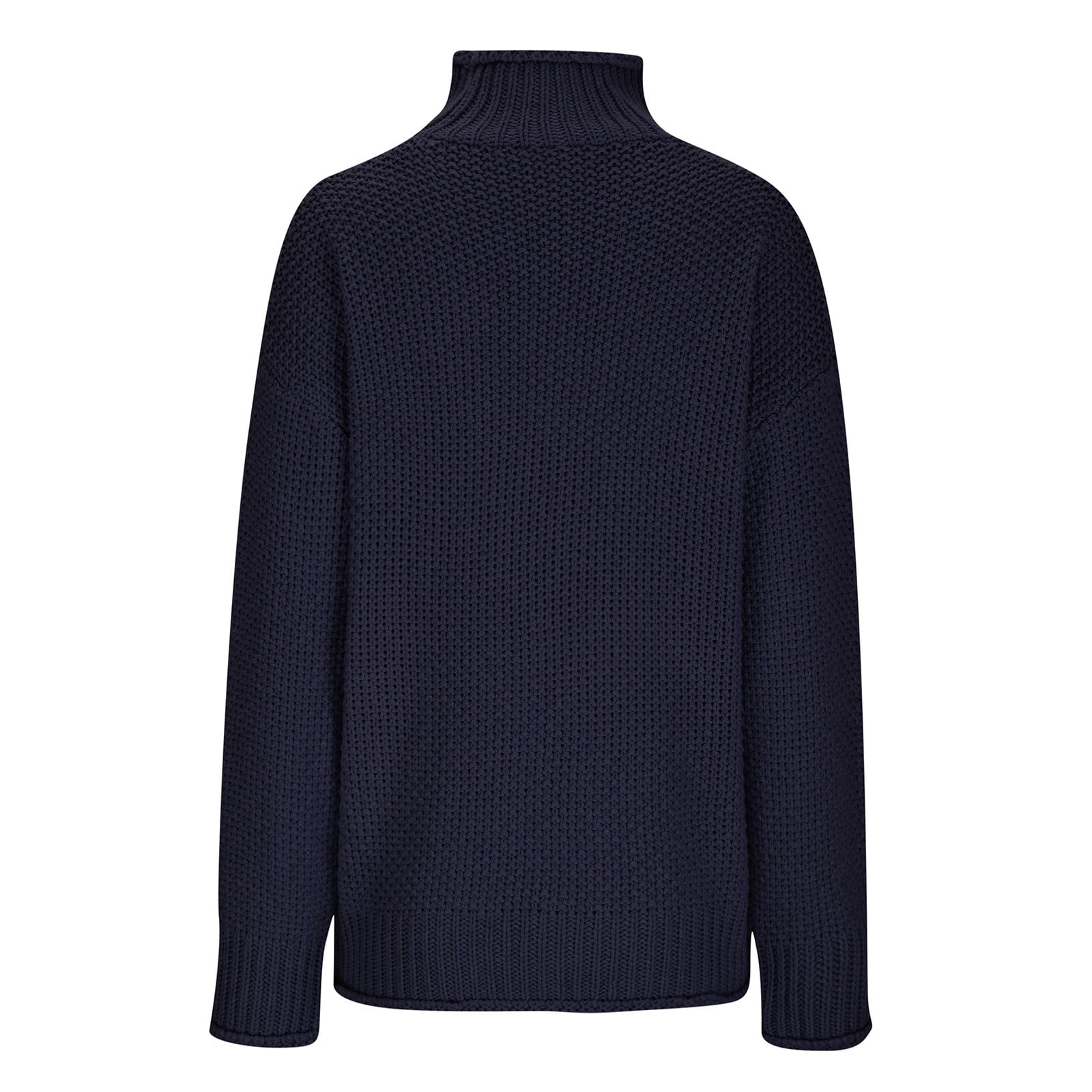HZSONNE Women's Chunky Knit Turtleneck Sweater - Batwing Sleeve, Oversized Pullover, Blue, Large - View #6