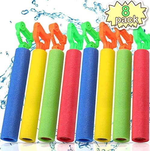 DecorX 8 Pack Water Guns for Kids Water Blaster Large Super Light Foam Squirt Guns Shooter Pool Toys - Summer Swimming Pool Beach Garden Water Toys for Boys Girls Adults