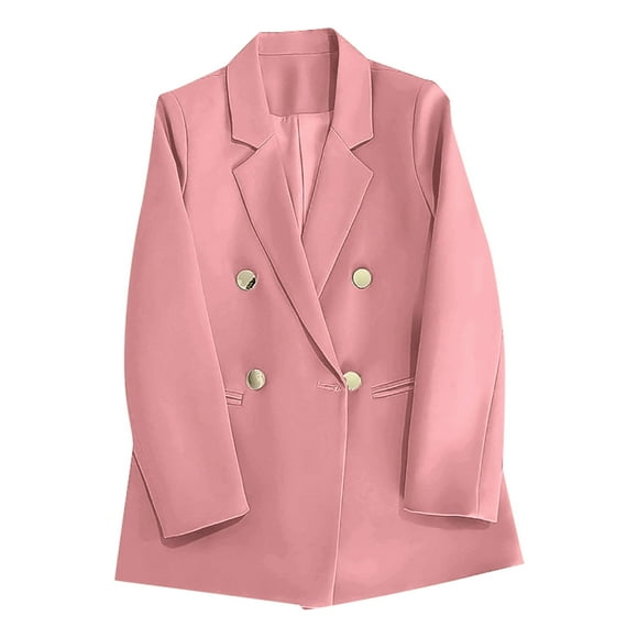 Wiyuqeen Womens Casual Oversized Blazers Elegant Double Breasted Suit Coats Dressy Business Jackets Formal Lapel Long Sleeve Blazer Jackets Ladies Gifts