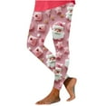 thumbnail image 6 of Uaswgudfs Christmas Leggings Pants Women Santa Claus Print Elastic Waist Comfy Pants Ankle Length Christmas Day Pink 2XL, 6 of 6