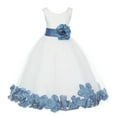 thumbnail image 2 of Ekidsbridal Girl Formal Flower Girl Dress - White Floral Rose Petals Dress with Tiebow 302T-A (Size: S-16), 2 of 3