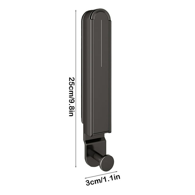 14.5" Telescopic Aluminum Folding Drying Rack - Space-Saving Wall Mounted Clothes Rod for Balcony/Laundry Room (Black)