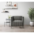 thumbnail image 3 of Home Design Kurtis Square Arm Chair with Tufted Velvet Upholstery and Gold Metal Legs, Flared Arms, Modern Living Room Seating, Gray, 3 of 7