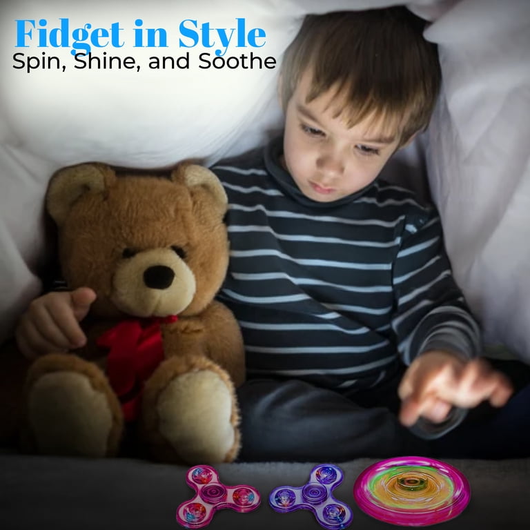 6 Pack) LED Light Up Glow in the Dark Fidget Spinner Toy Rainbow Finger Toy