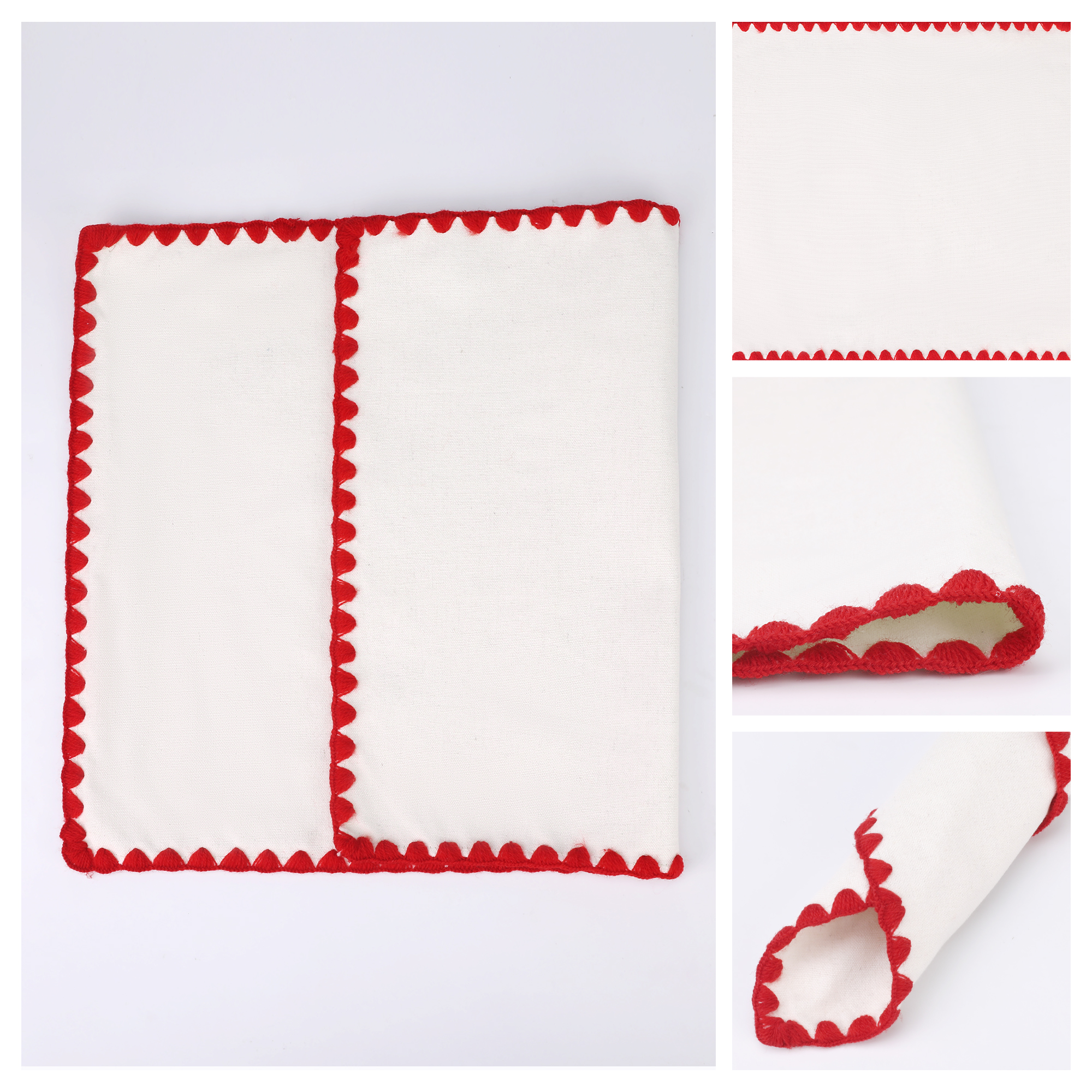 Unique Bargains Farmhouse Set of 4 Linen Placemats for Dining Table Decor Red