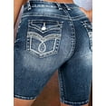 thumbnail image 2 of ROAD MARKINGS Women's Denim Bermuda Shorts, Mid-Rise, Decorative Back Pockets, Medium Wash (US, Alpha, X-Large, Regular, Regular, Blue), 2 of 6
