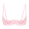 thumbnail image 3 of Lencería de mujer, encaje Floral transparente con aros, Push Up, sujetador de copa 1/4, ropa interior, correa ajustable, sin forro, pecho abierto, sujetador expuesto, 3 of 5