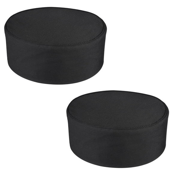 Toyvian 2Pcs Black Breathable Durable Chef Caps Adjustable Cotton Kitchen Headgear