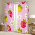 thumbnail image 2 of Manfei Cartoon Red Strawberry Blackout Curtains Set of 2 (52x84 Each), Cherry Blossoms Floral Window Curtains, Teen Kid Child Curtains and Drapes, Window Curtains Home Decor, 2 of 6