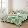 thumbnail image 2 of 3 Pieces Twin XL Quilt Set,Tropical Watercolor Plant Leaves Soft Bedding Sets with 1 Quilt & 2 Pillow Shams,Green Leaf Farm Wood Grain Summer Bedspread Lightweight Coverlet Comforter, 2 of 8