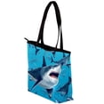 thumbnail image 3 of Shark Stylish Hand-Held Canvas Leather Mix Tote Bag with Twill, Sponge, Jeanette Material | 30x10.5x39cm/11.8x4.1x15.4in Size, 3 of 5