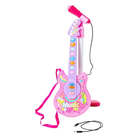 Dash Toyz 2 In 1 Pink Electric Guitar Stand Up Microphone Play Set (Best Live Guitar Mic)