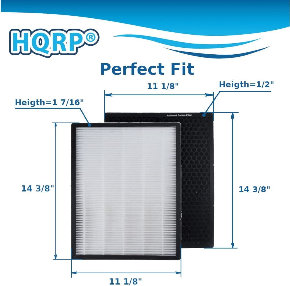HQRP 2-Pack Filter Kit Compatible with Alexapure Breeze 3049 AP-B102 Air Purifier, AP-B103 AP-B104 HEPA + Activated Carbon Pre-Filter