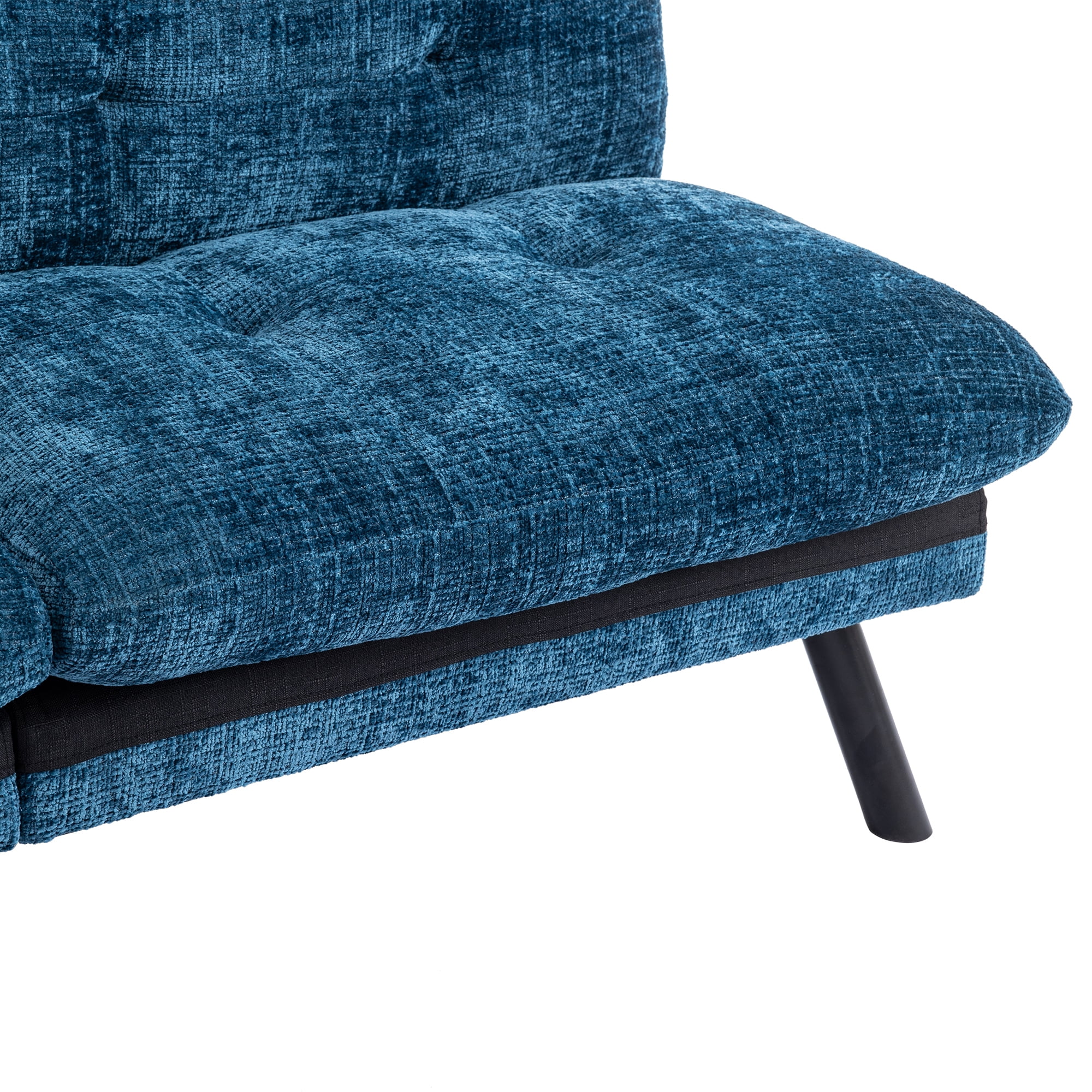 Kadyn Convertible Sofa Bed, Loveseat Futon Bed with Metal Legs, Adjustable Lounge Couch for Compact Living Space Chenille, Blue Kadyn Convertible Sofa Bed, Loveseat Futon Bed with Metal Legs, Adjustable Lounge Couch for Compact Living Space Chenille, Blue