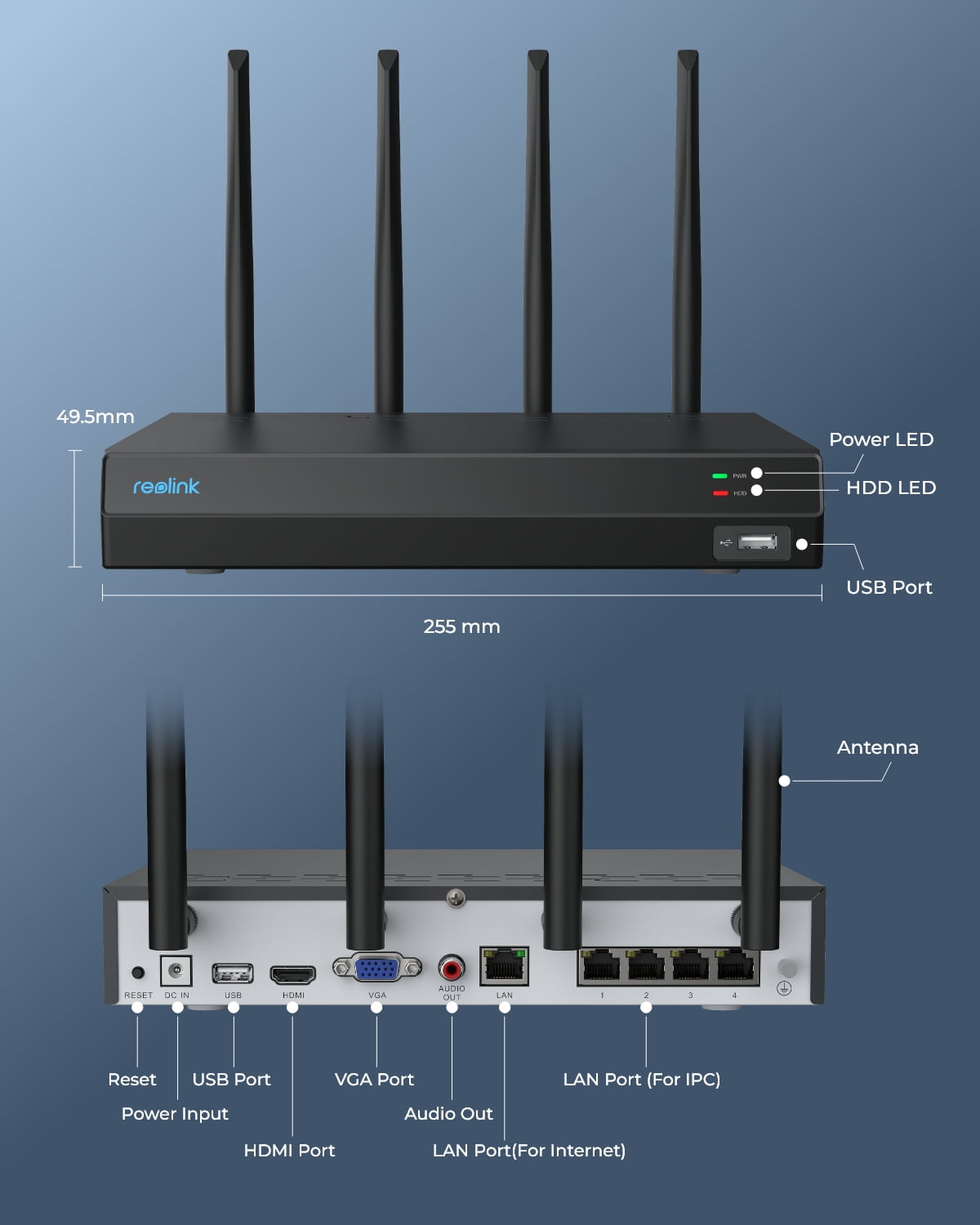 Reolink 12CH 4K Wireless WiFi NVR System With 2TB HDD – For IP Security Cameras, H.265