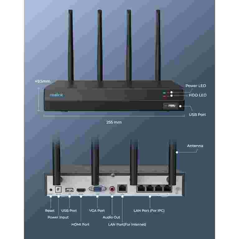 Reolink 12CH 4K Wireless WiFi NVR System With 2TB HDD – For IP Security Cameras, H.265