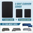 thumbnail image 5 of CJC Sectional Chair Seat Couch Covers L-Shape Stretch Chaise Longue Cover, Velvet Slipcovers, Furniture Protector Separated (4-Seater+Chaise,Black), 5 of 18