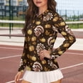 thumbnail image 3 of Yuyamidu Turkey Zip Up Long Sleeve Golf Tennis Shirt for Women Size 2XL Fall Pumpkin Quarter Zipper V-Neck Pullover Sweatshirt Athletic Sportswear, Thanksgiving, 3 of 8