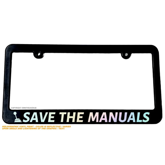 Manual Transmission Stick Shift JDM Drift Holographic Slim License Plate Frame
