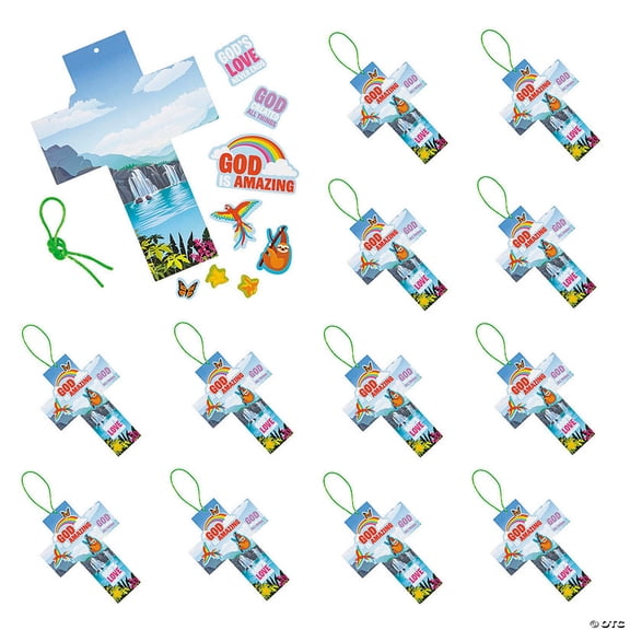 5 3/4" x 8" Rainforest VBS Cross Sign Cardstock Craft Kit - Makes 12