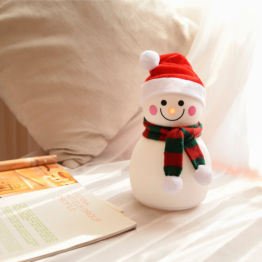 Nursery Night Lights Best Gift Cute Snowman LED Silicone Light USB Charging Touch Control Warm Yellow/White Dual Lighting Modes Silicone Light for Kids white1 
