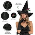 thumbnail image 4 of Ayieyill Halloween Witch Hats for Women with Lamp Cosplay Party Halloween Costume Accessory Black, 4 of 8
