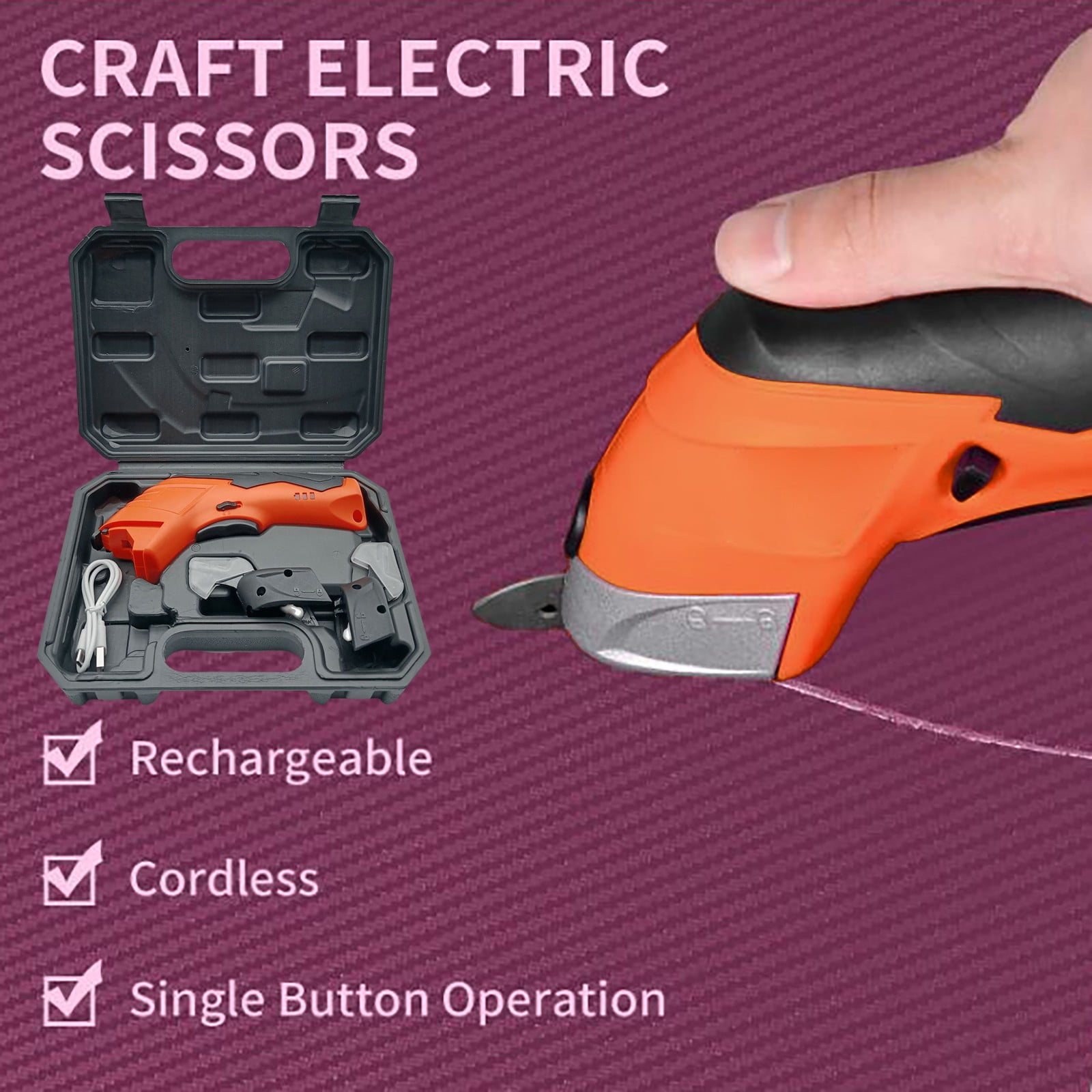 Electric Scissors For Cutting Fabric,Cordless Electric Scissors With Blades,Cardboard Cutter For Cutting Fabric,Rechargeable Cordless Scissors Cutter,For Cutting Cardboard & Plastic,With 1 Blades