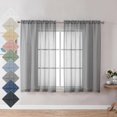 thumbnail image 1 of Aiyufeng Cortinas transparentes grises de 45 pulgadas de largo, 2 paneles, cortinas cortas de lino para cocina, cortinas pequeñas para ventanas, tratamiento de privacidad con filtrado de luz para cafe, 1 of 1